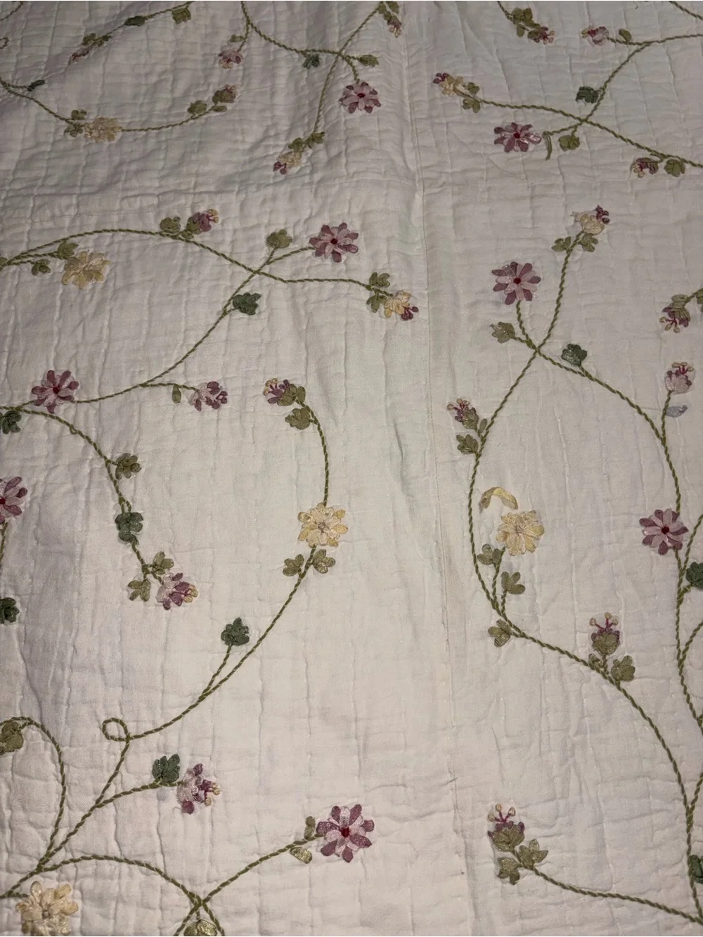 RARE Sunham Home quilt embroidered Floral Bedspread Cottagecore shabby chic